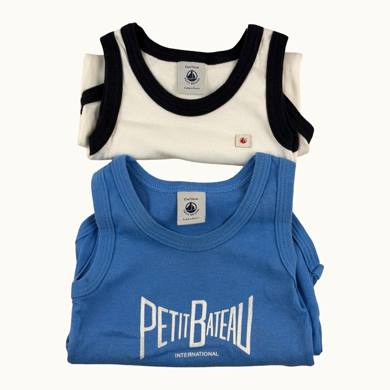 Lot 2 bodies débardeur Petit Bateau - 12 mois