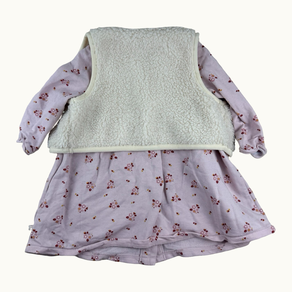 Ensemble robe fleurie et gilet sherpa - 9 mois