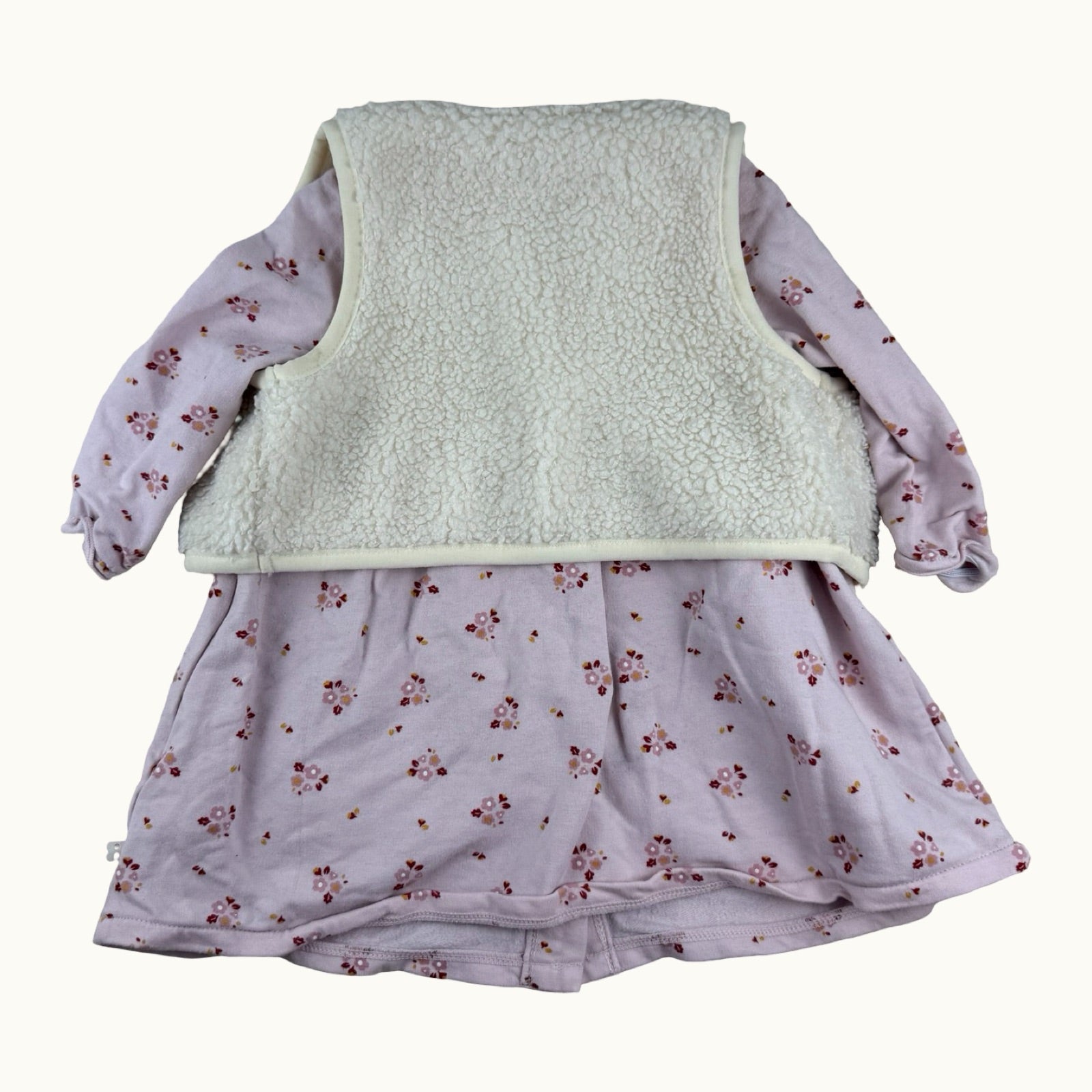 Ensemble robe fleurie et gilet sherpa - 9 mois