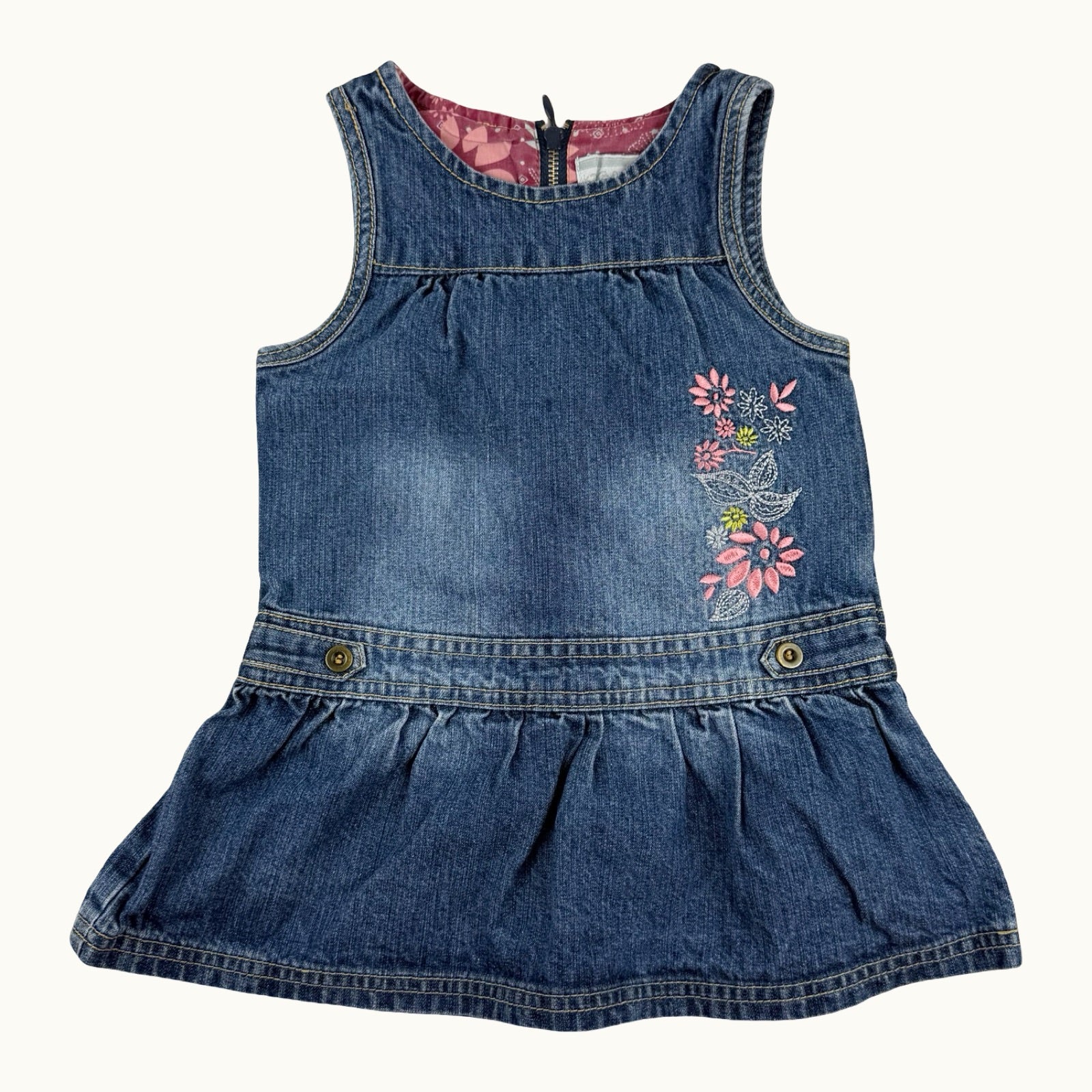 Robe en jean fleurie - 9 mois