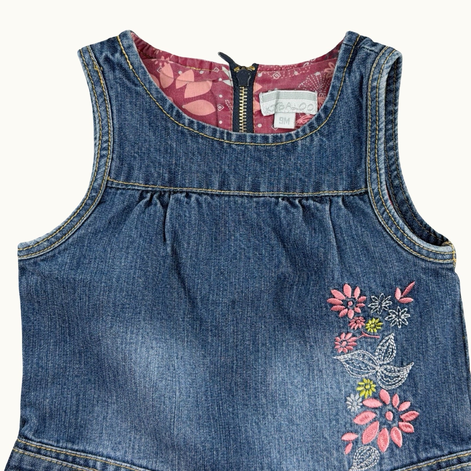 Robe en jean fleurie - 9 mois