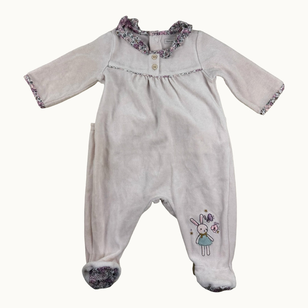 Pyjama en velours avec col fleuri Sergent Major - 1 mois