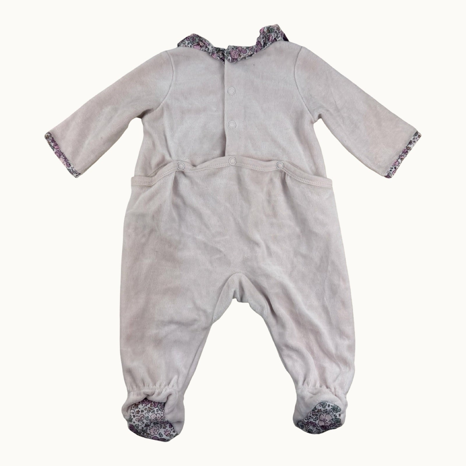 Pyjama en velours avec col fleuri Sergent Major - 1 mois