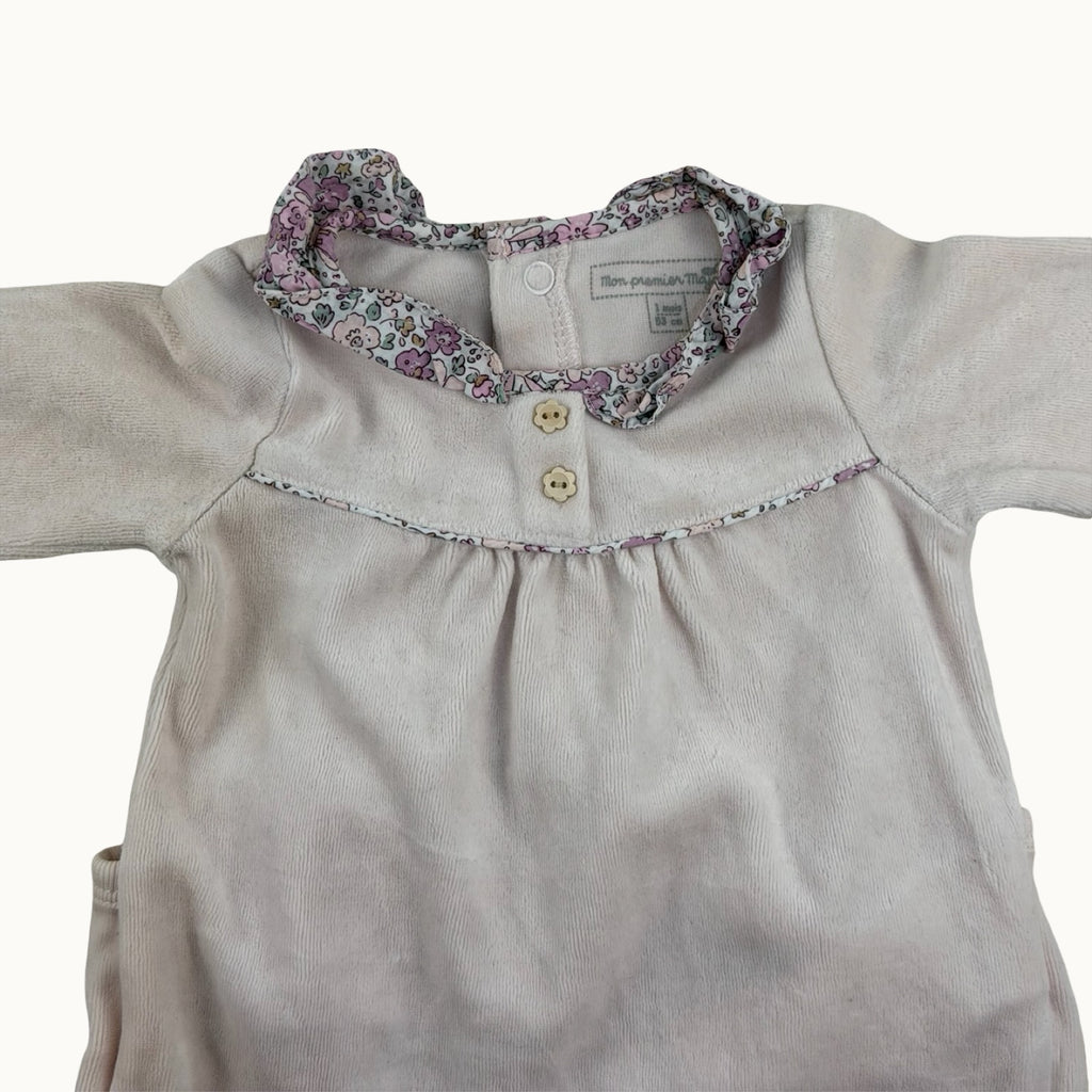 Pyjama en velours avec col fleuri Sergent Major - 1 mois