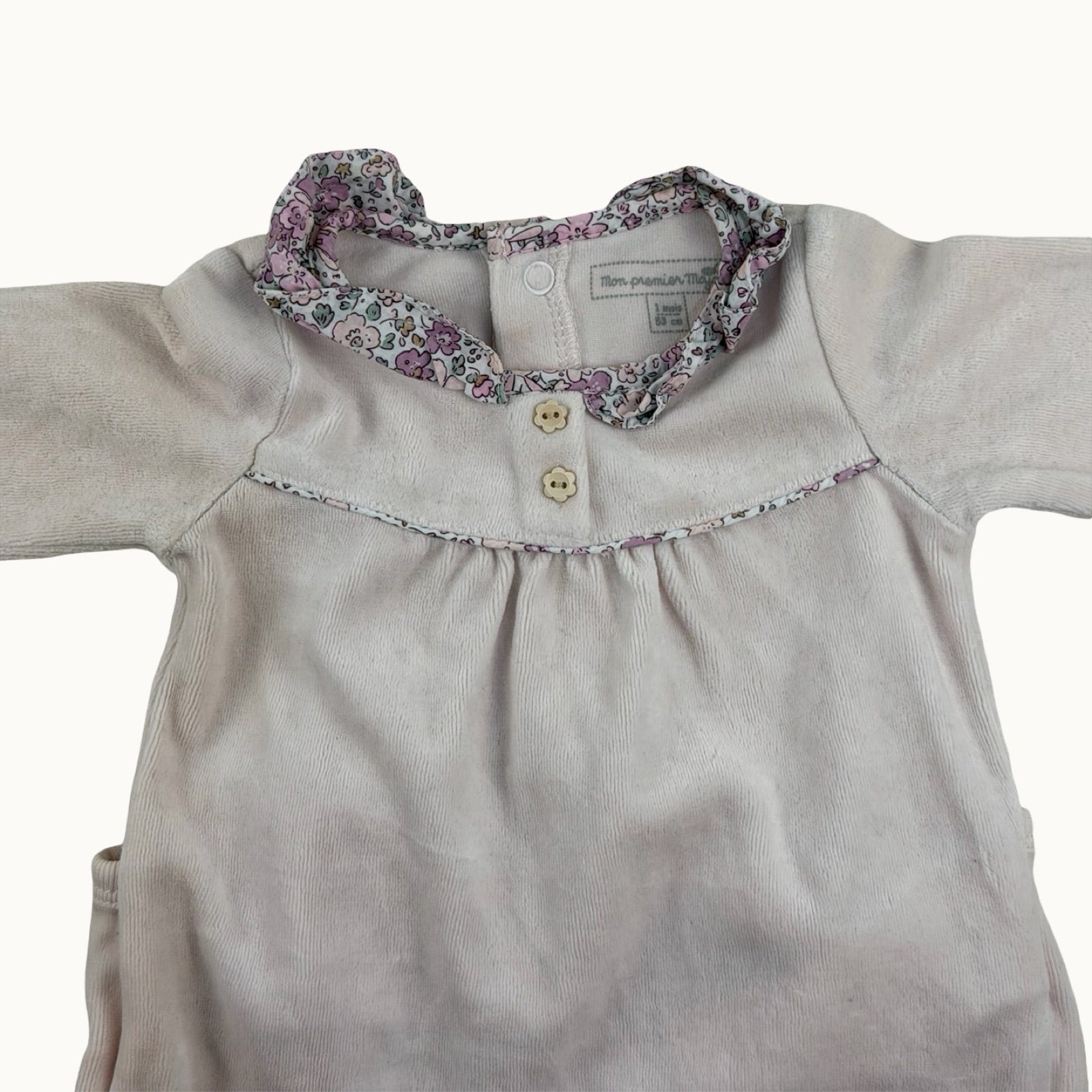 Pyjama en velours avec col fleuri Sergent Major - 1 mois