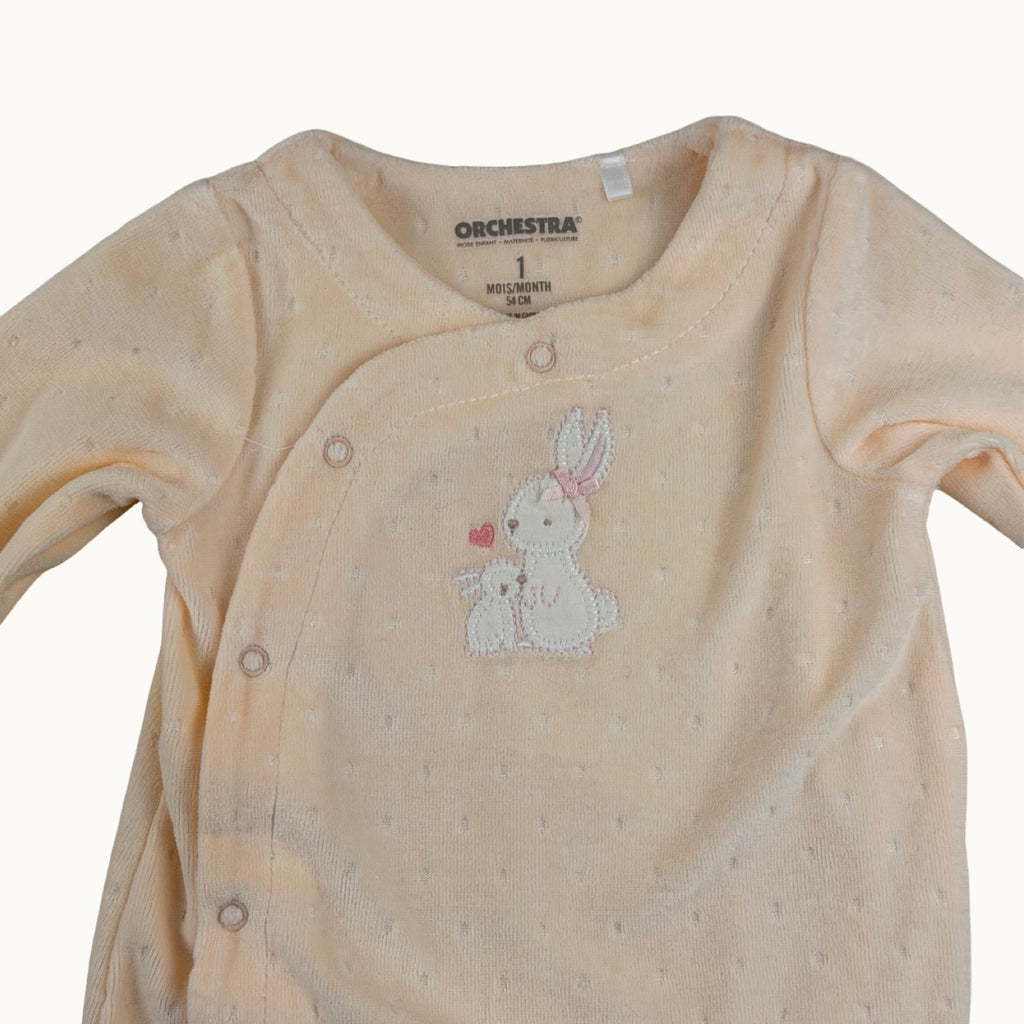 Pyjama velours lapins Orchestra - 1 mois