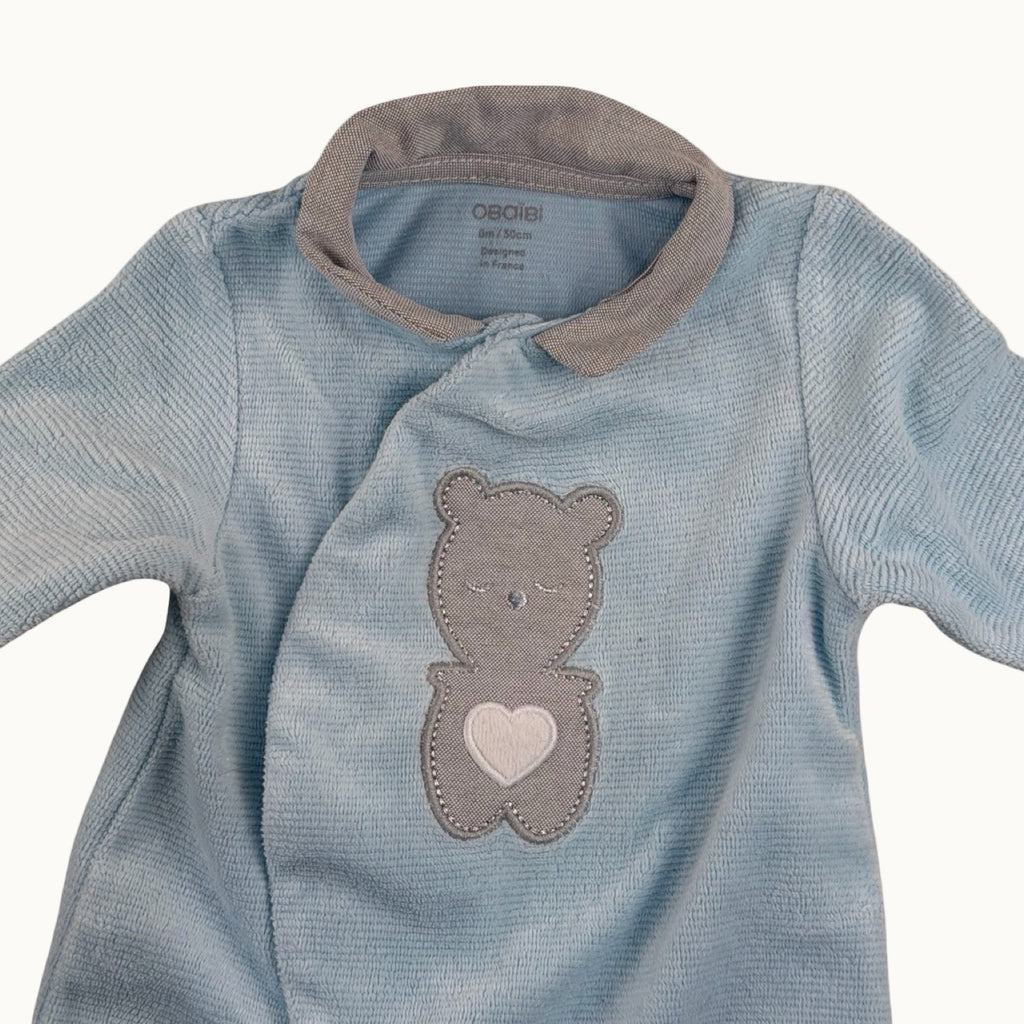 Pyjama en velours ourson Obaïbi - 0 mois