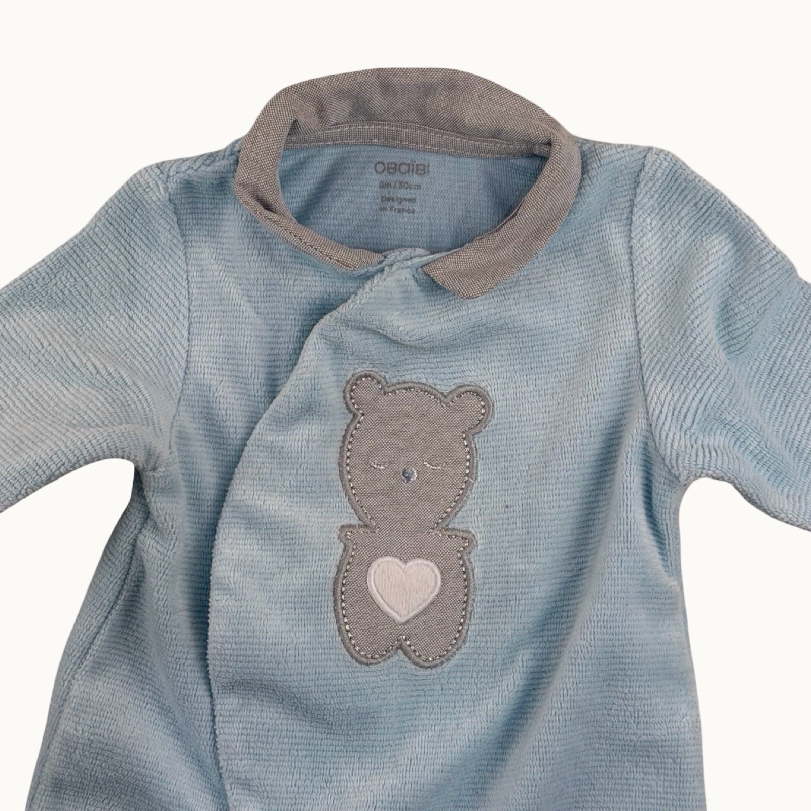 Pyjama en velours ourson Obaïbi - 0 mois