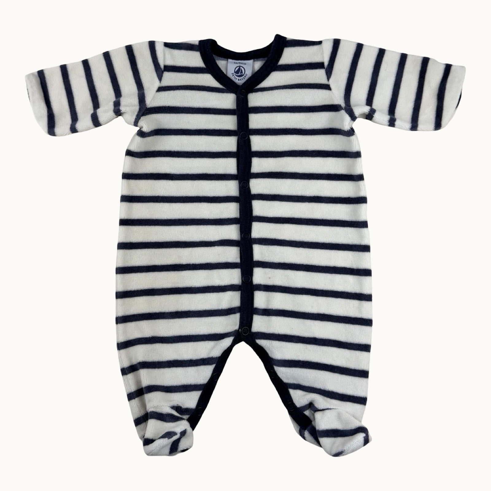 Pyjama en velours rayé Petit Bateau -1 mois