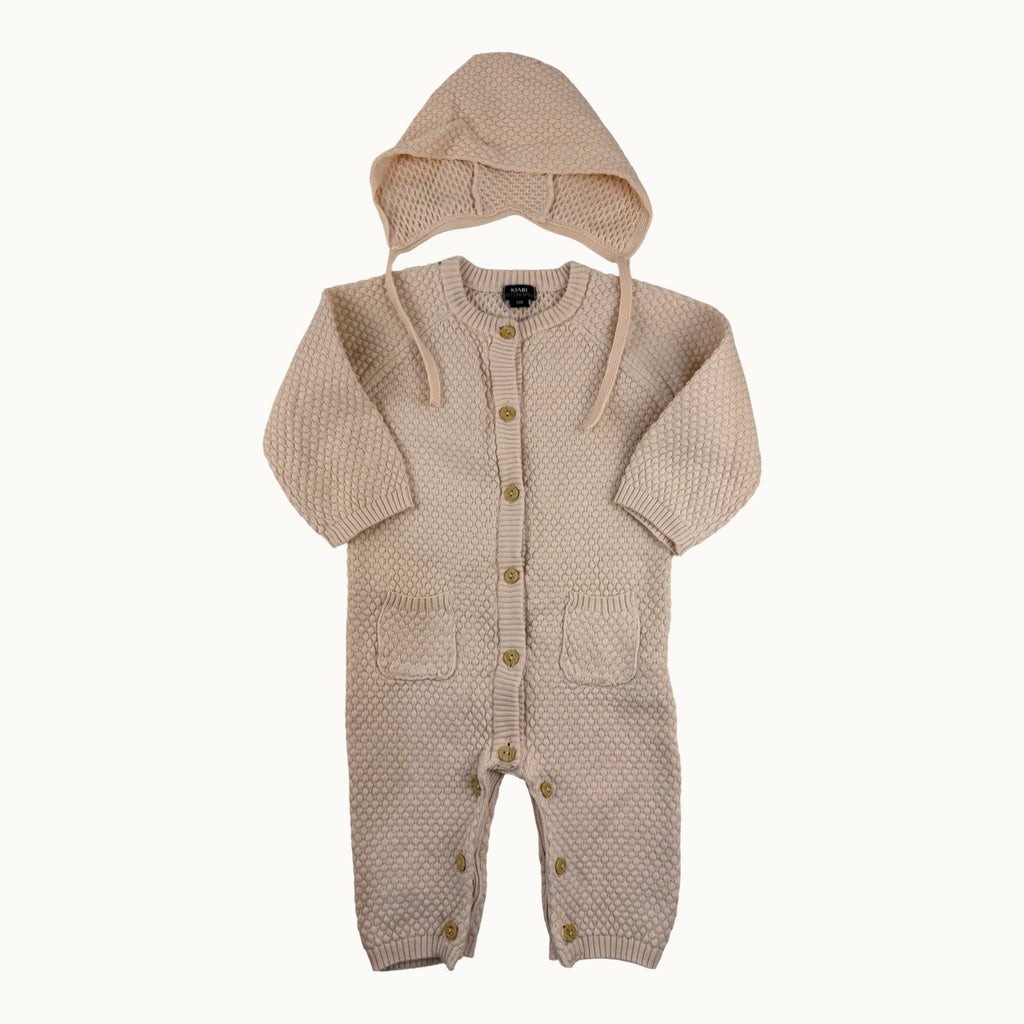 Combinaison tricot avec béguin assorti - 6 mois