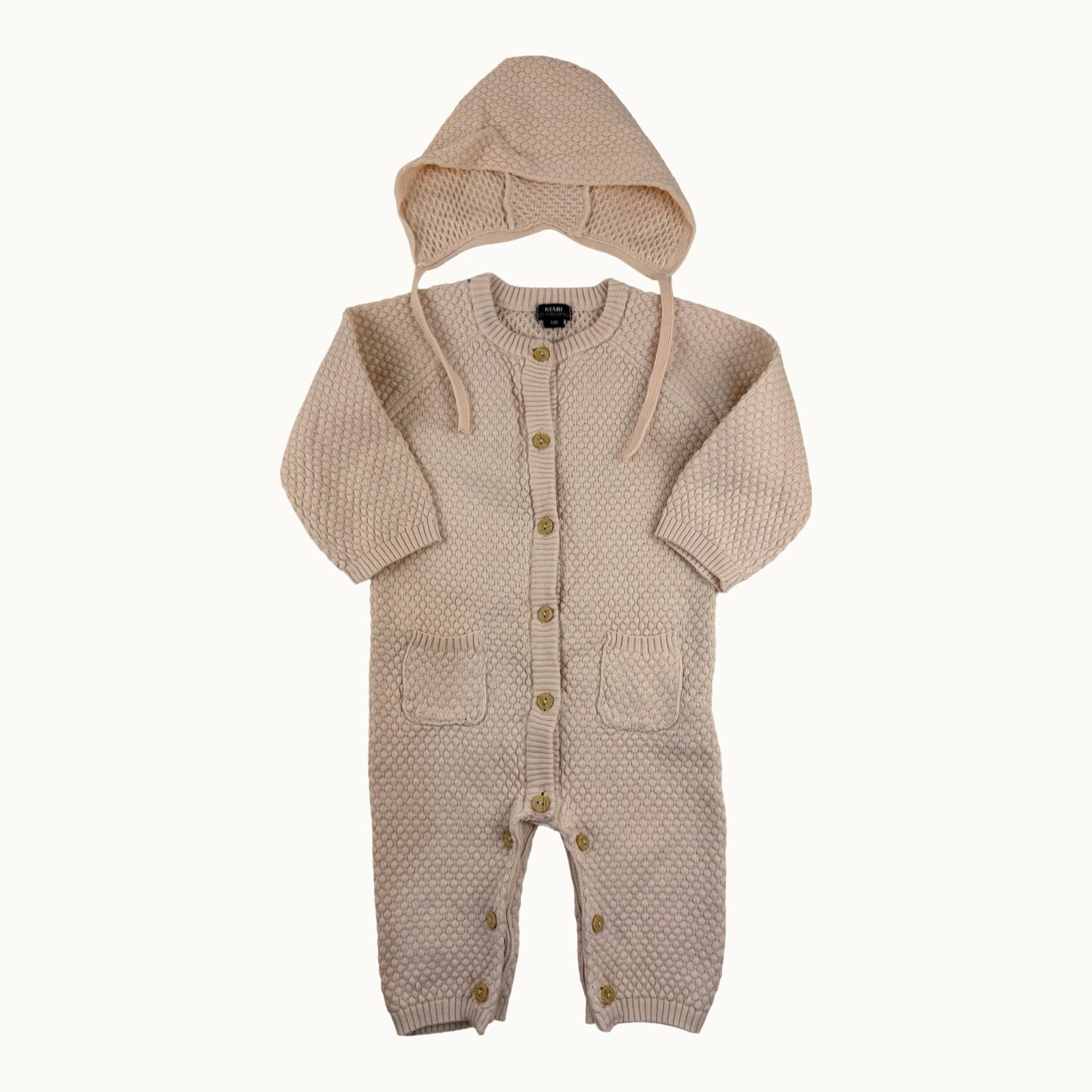 Combinaison tricot avec béguin assorti - 6 mois