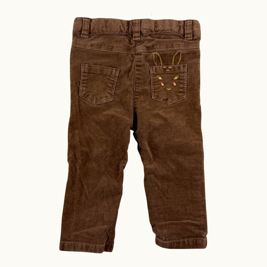 Pantalon velours brodé biche et fleurs - 6 mois
