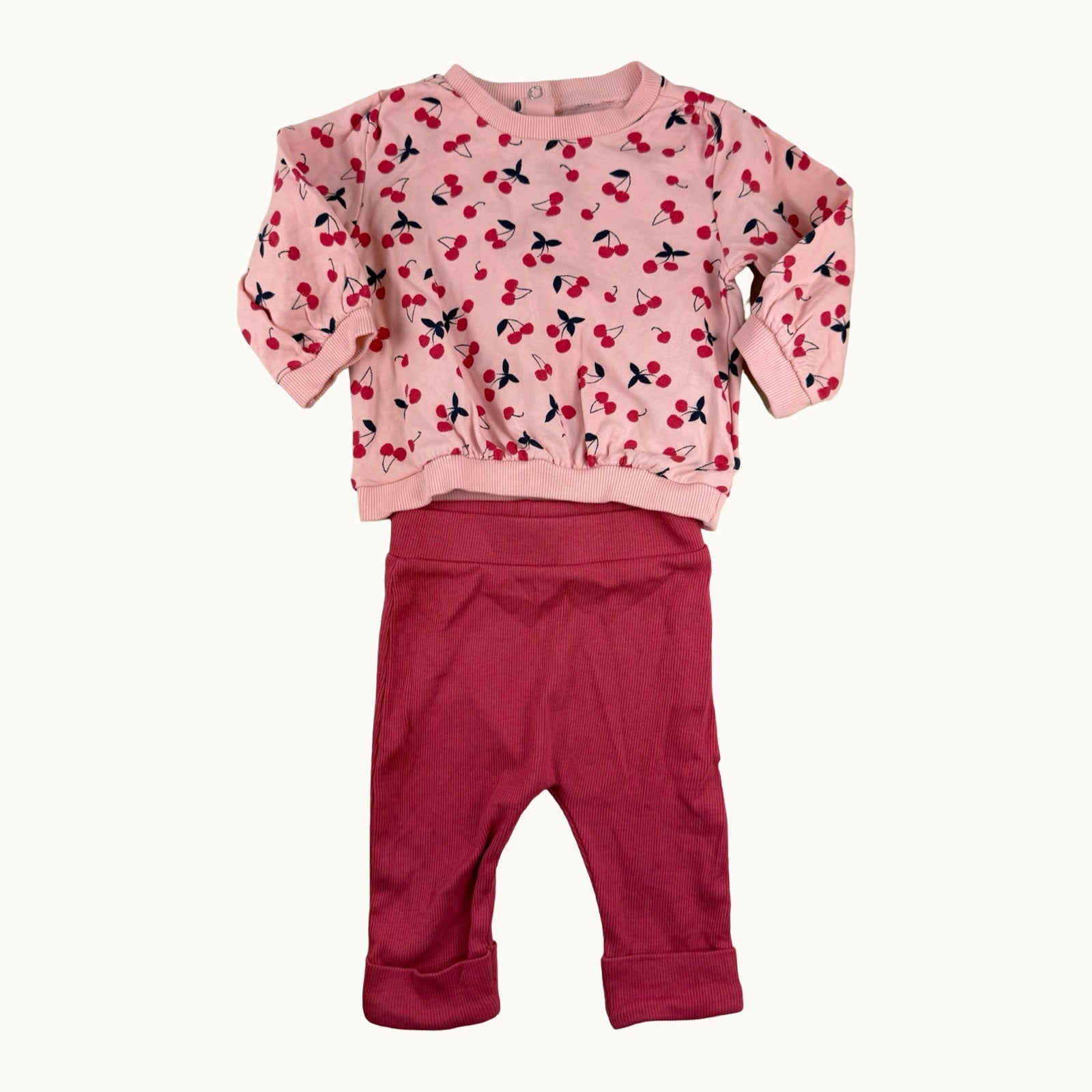 Ensemble pull cerises et legging - 6 mois