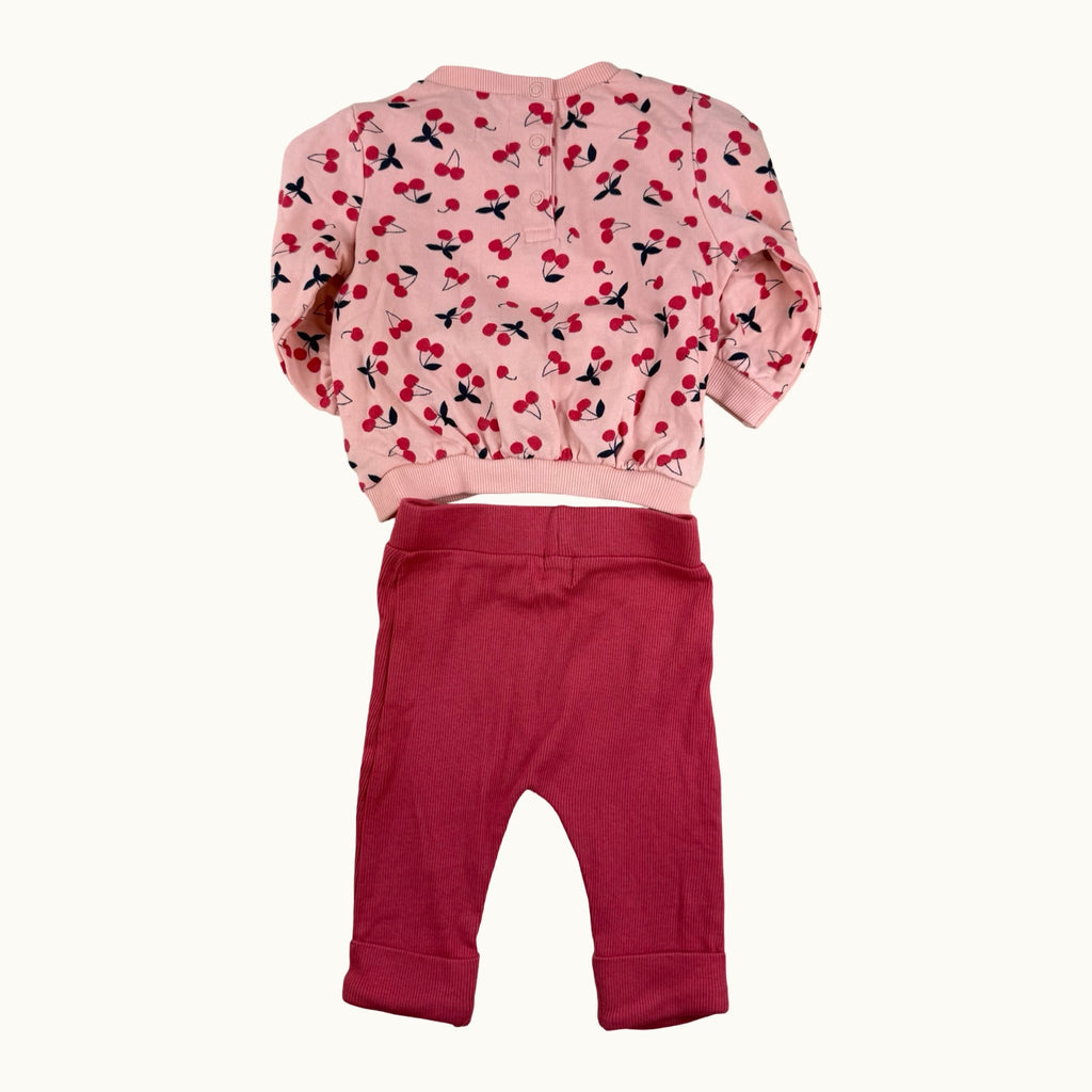 Ensemble pull cerises et legging - 6 mois