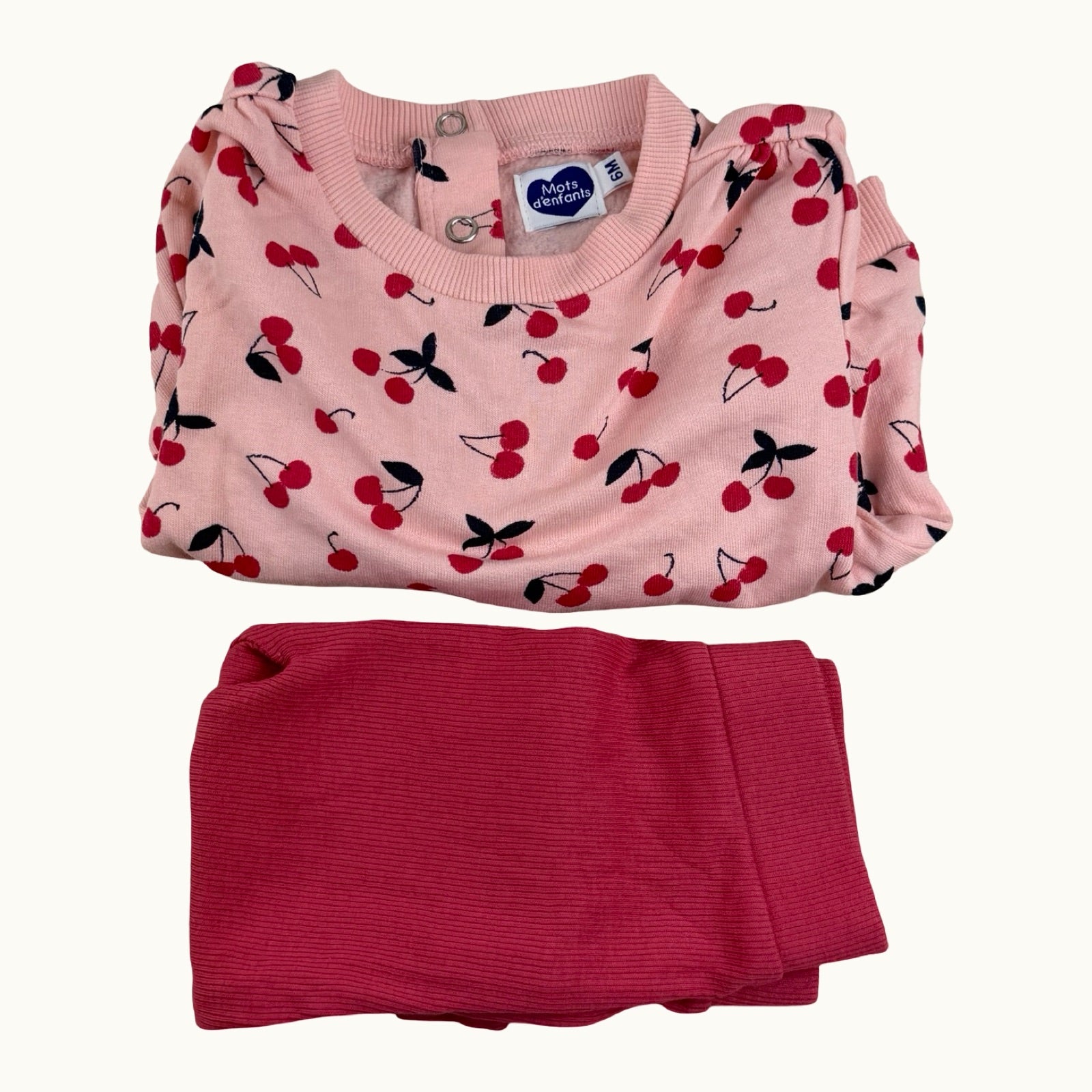 Ensemble pull cerises et legging - 6 mois