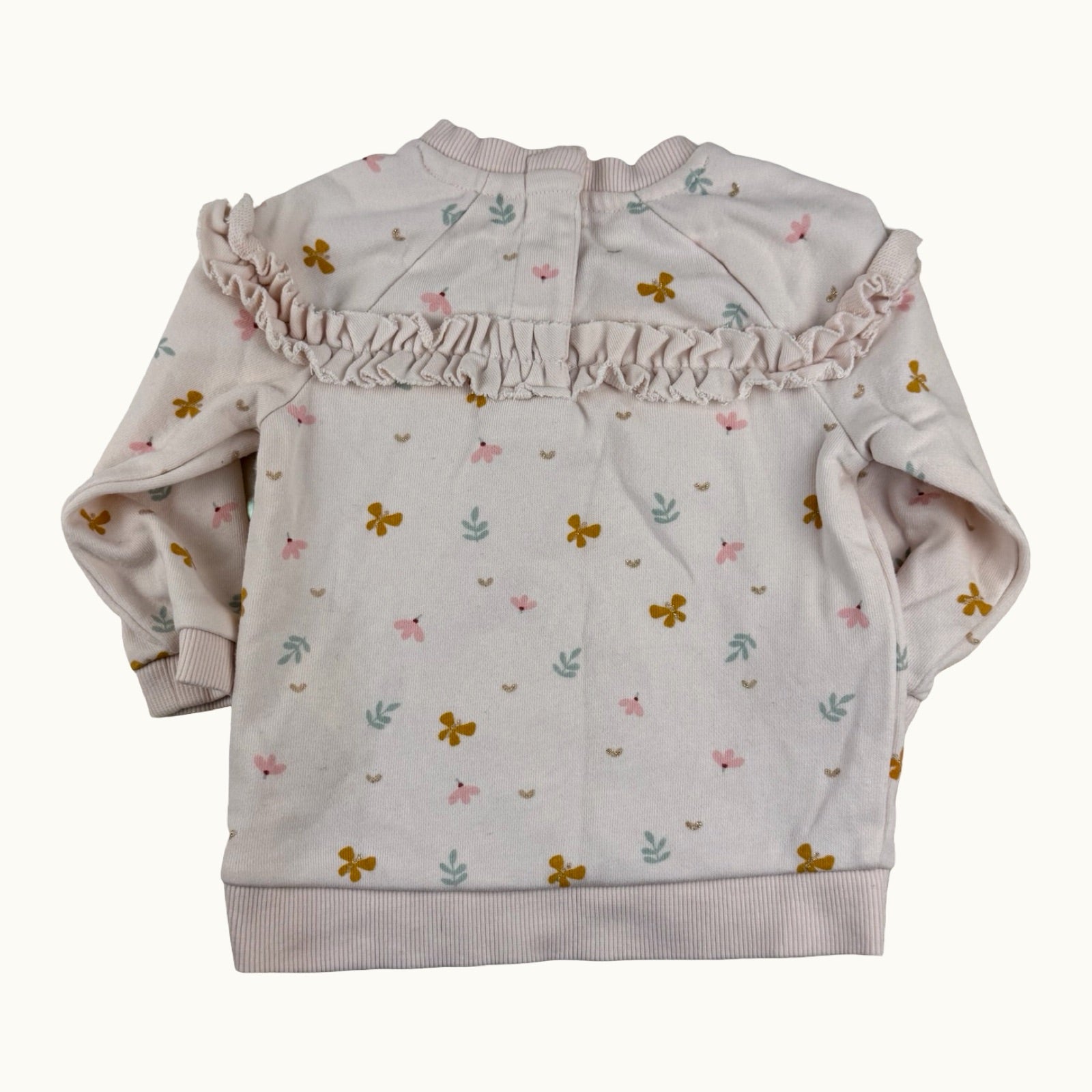 Sweat imprimé fleurs et papillons à volants - 6 mois