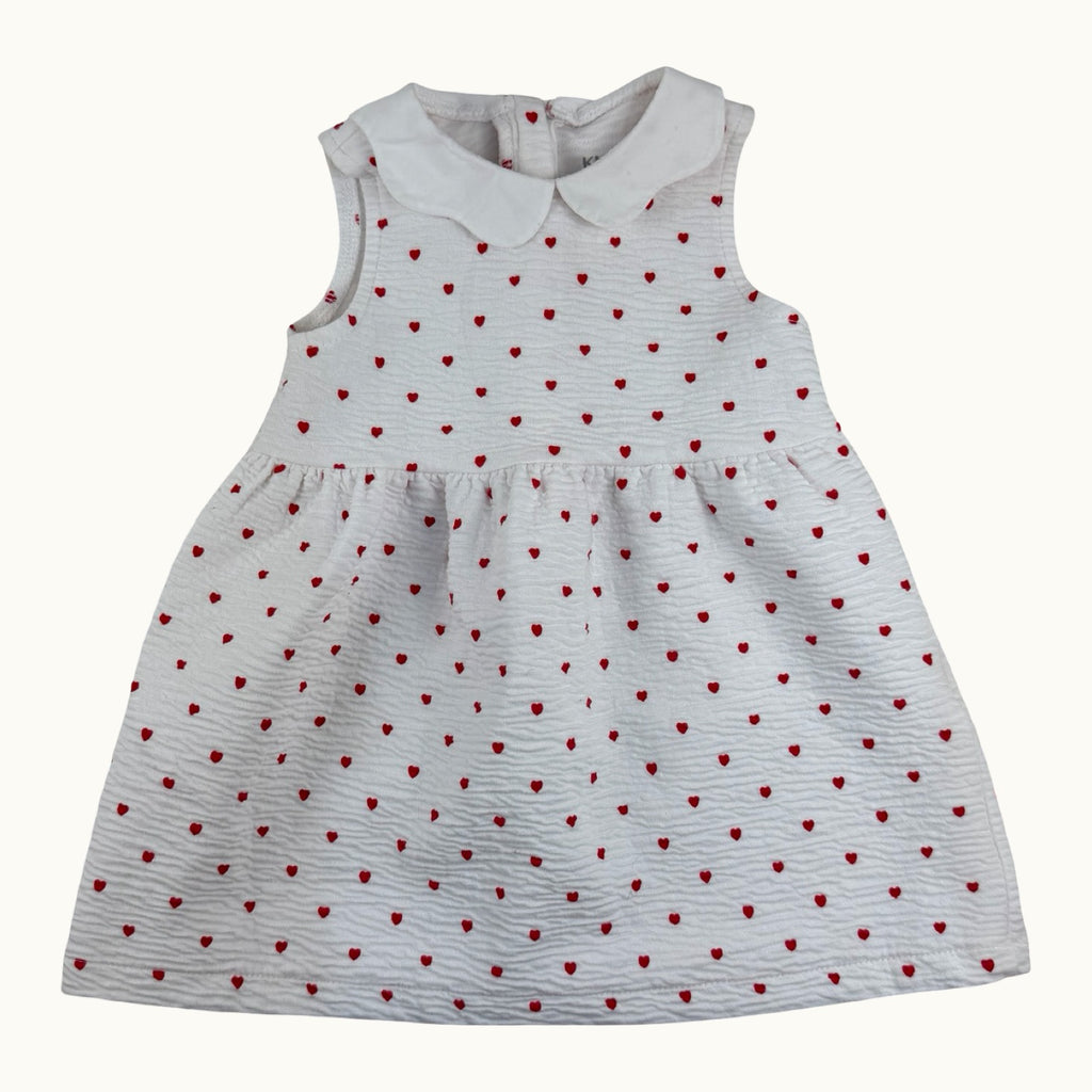 Robe imprimé coeurs et col - 6 mois