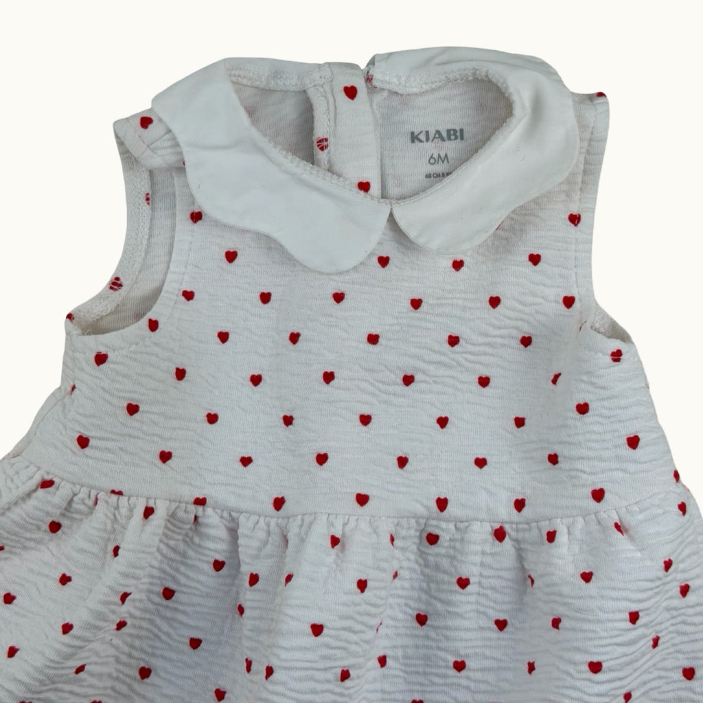 Robe imprimé coeurs et col - 6 mois