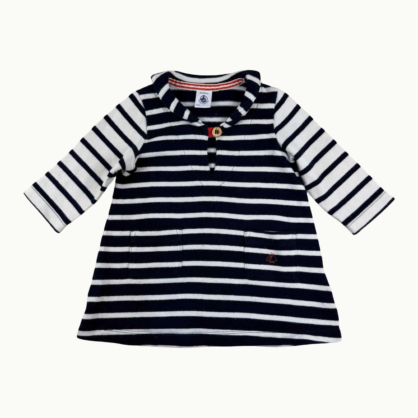 Robe marinière avec col Petit Bateau - 6 mois