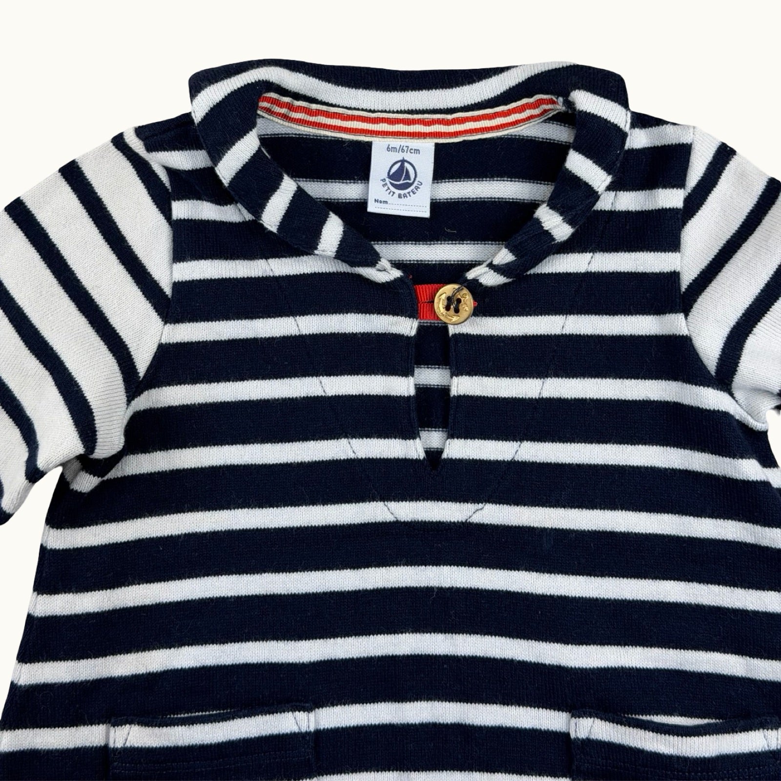 Robe marinière avec col Petit Bateau - 6 mois