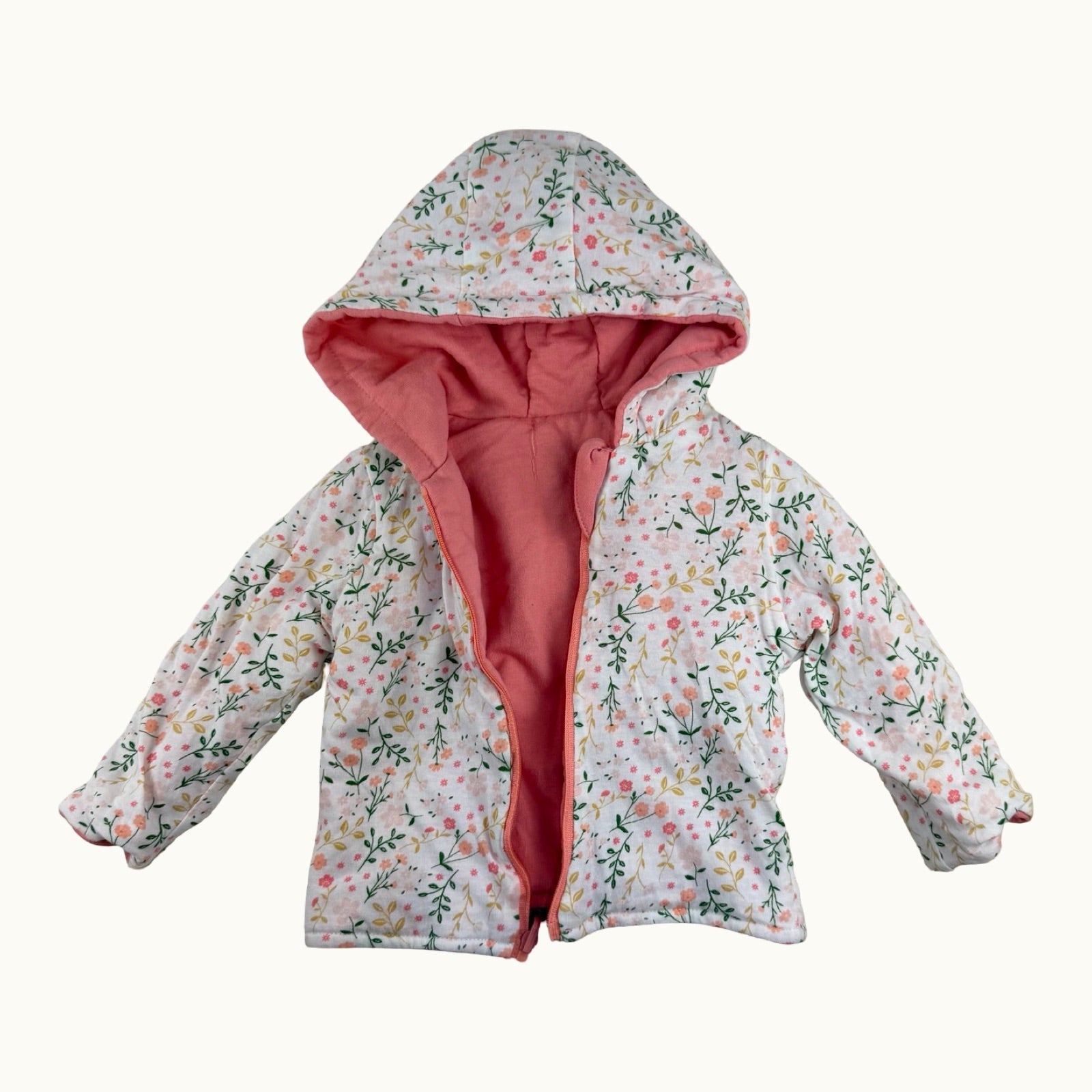 Veste à capuche fleurie et reversible - 6 mois
