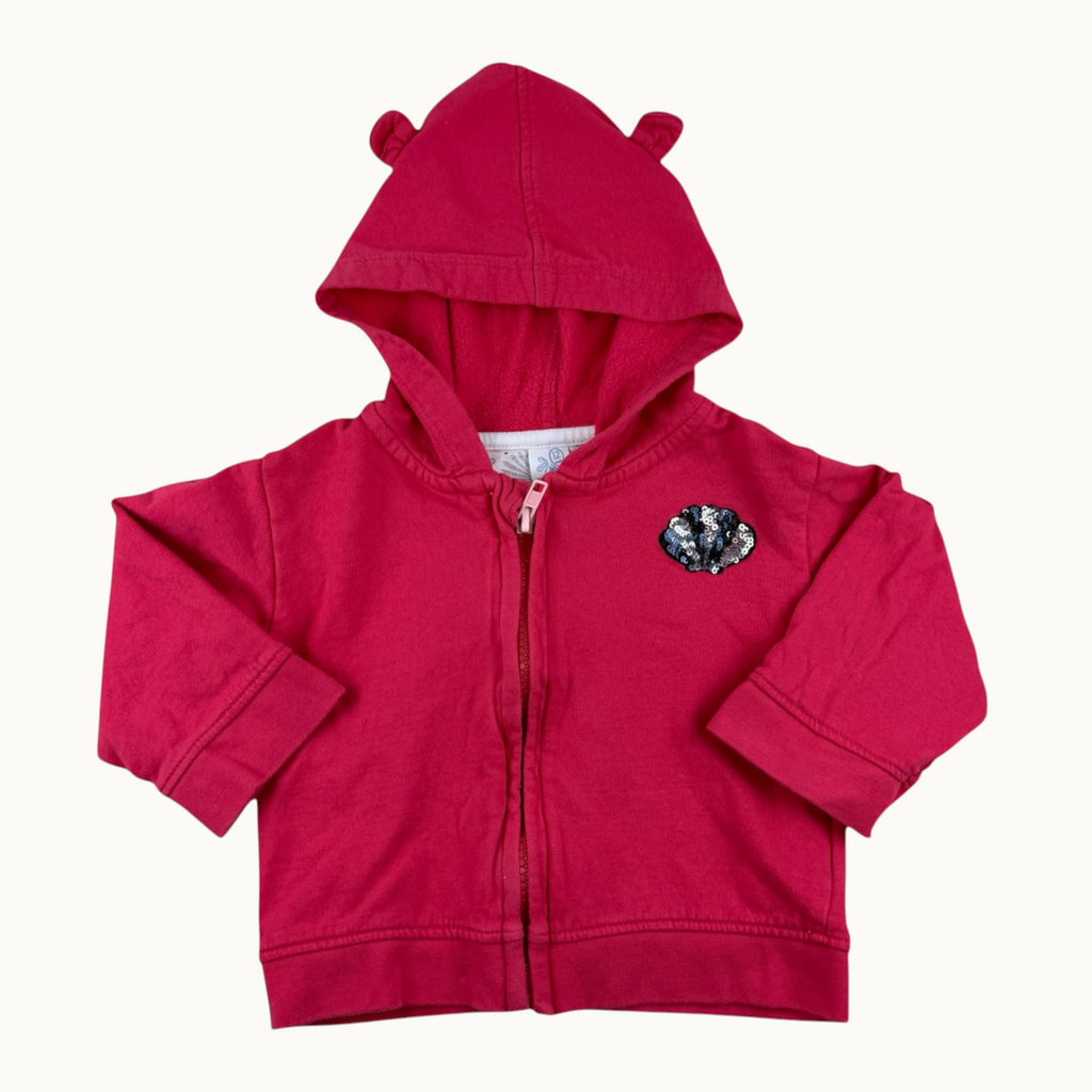 Gilet rose à capuche - 12 mois