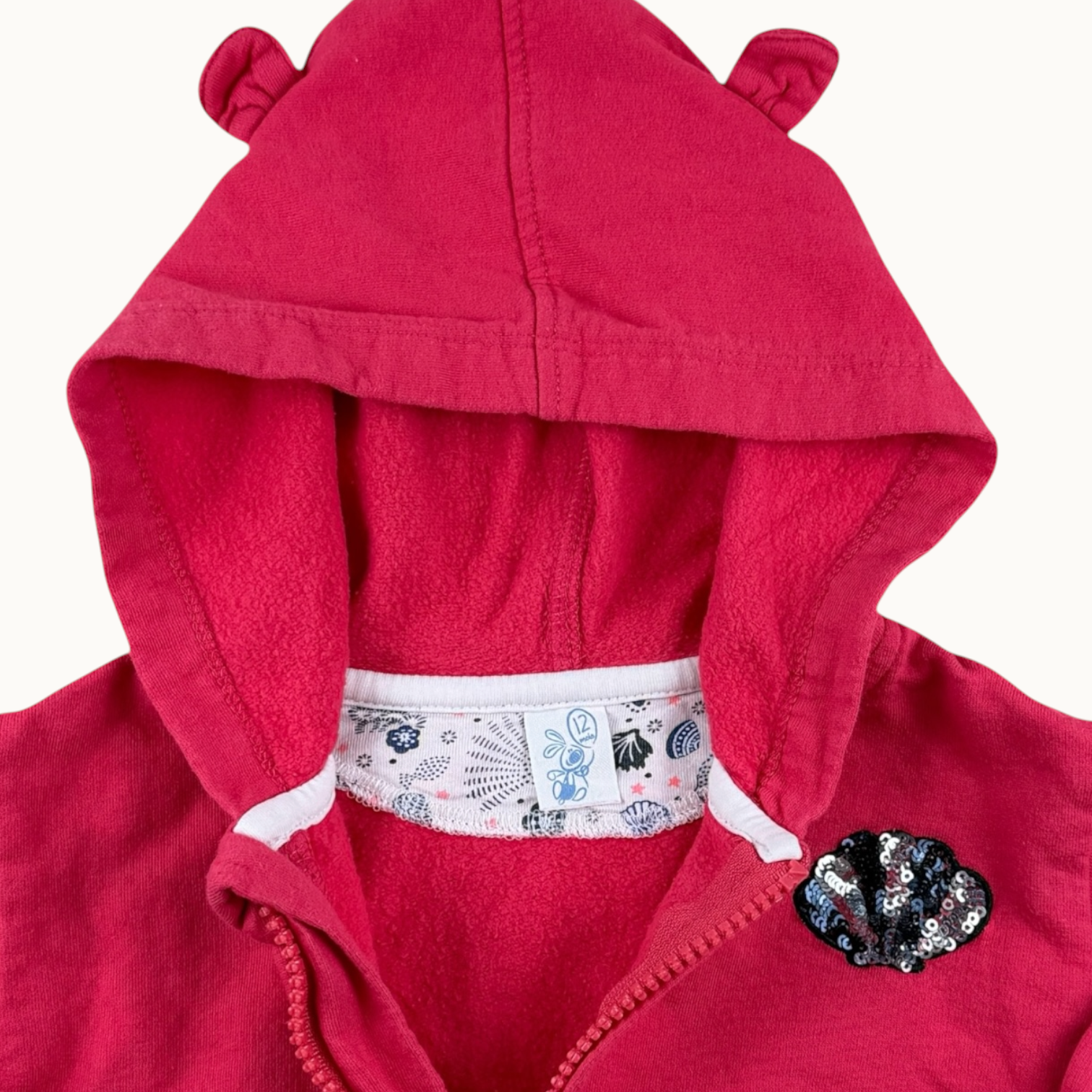 Gilet rose à capuche - 12 mois
